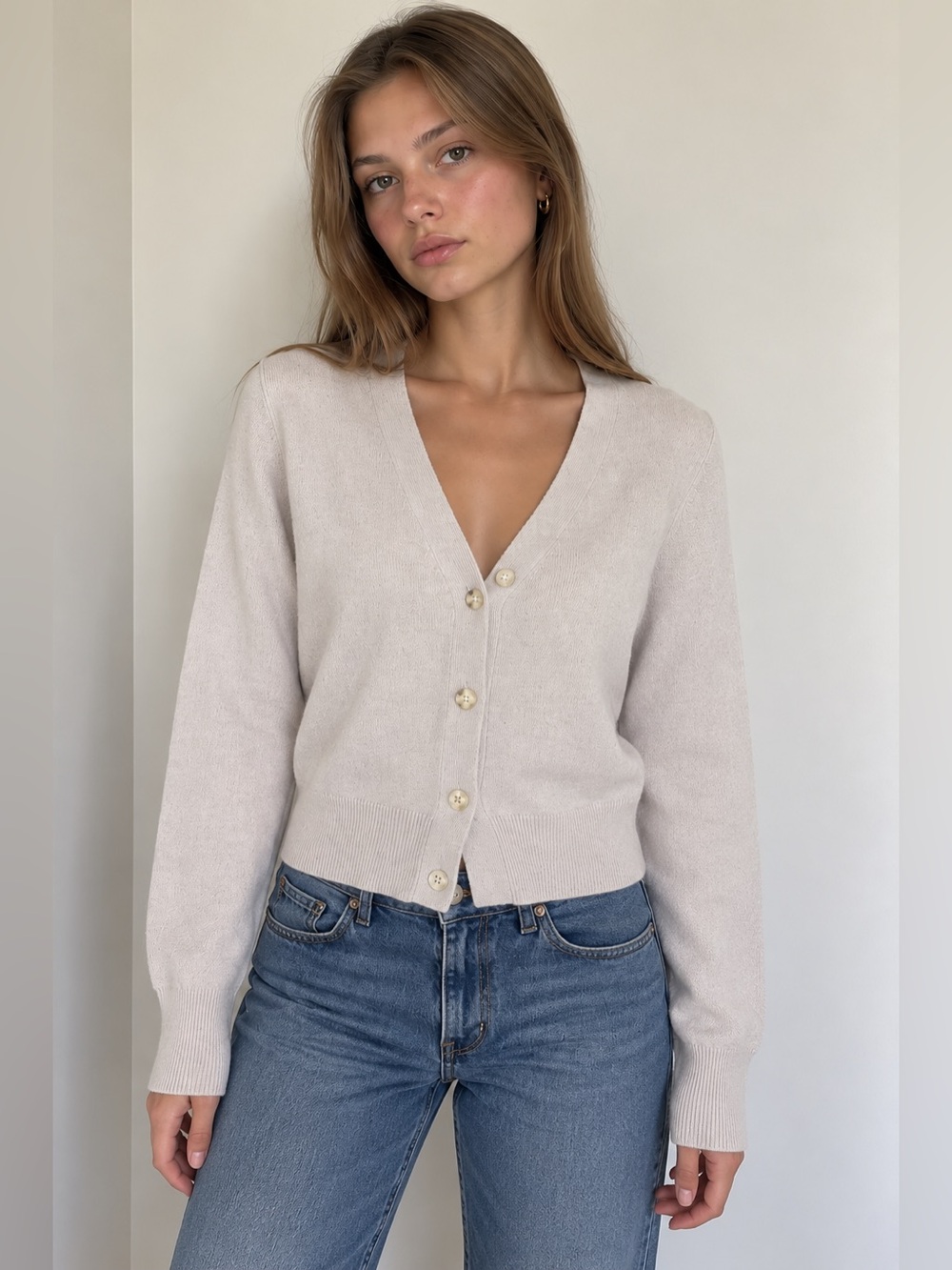 Aritzia Babaton Cashmere V-Neck Button Cardigan Sweater-S